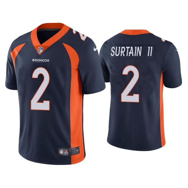 Youth Denver Broncos #2 Patrick Surtain II Navy Vapor Untouchable Limited Stitched Jersey